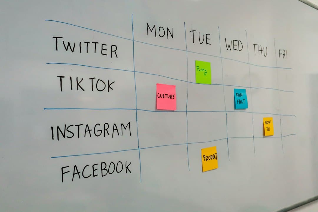 Social media content planning board for a Malta business agency brief