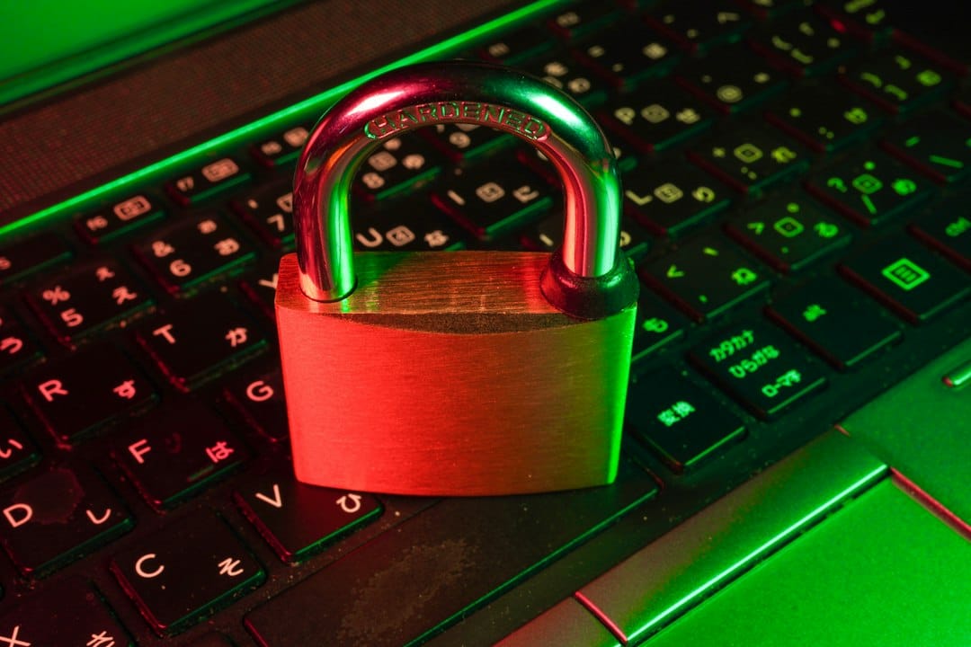 Digital padlock representing website security on a laptop screen